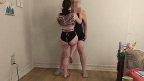 Barefoot Fishnet Ballbusting with Hands tied