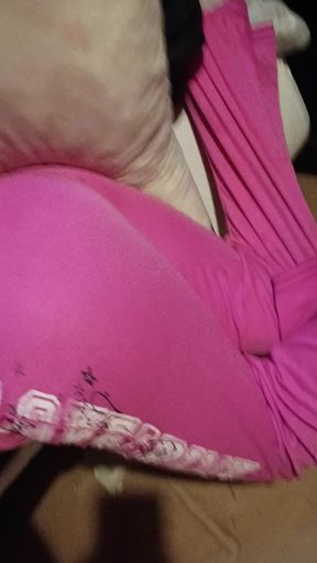 I'm touching my sissy cock in garage neighbor probably watching me through peep hole but I like it