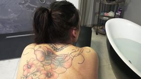 Tattooed Brunette Babe Sucks and Fucks Big Cock