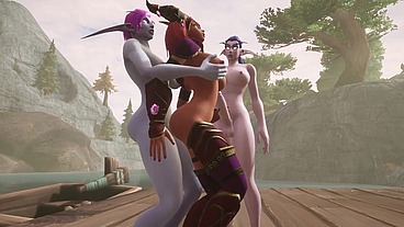 Two Futanari Elves Team Fuck a Redhead Elf - Warcraft Hentai Parody