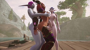 Two Futanari Elves Team Fuck a Redhead Elf - Warcraft Hentai Parody