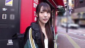 A petite Asian with a vibrator in her pussy walks around the city and gets hard sex.