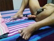 Chubby asian sissy gay playing with big cock