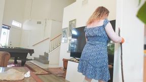 Best MILF stepmom fucks stepson s hard cock while cleaning in the living room