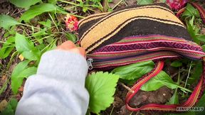 daring outdoor piss ritual in park - kinky mary drinks everything