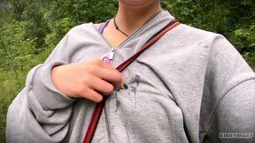 daring outdoor piss ritual in park - kinky mary drinks everything