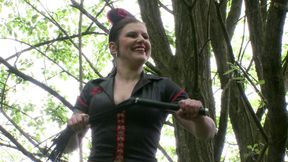 Threesome Wild Outdoor BDSM with Hot Girls and Old Man Cock