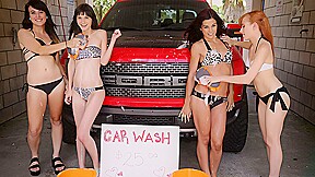 Car Wash! Chloe Skyy, Brooke Benson, Andi Page, & Lizzy Lamb - PublicHandjobs