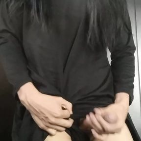 Emo femboy masturbates in pantyhose with a dildo