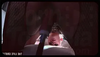 Emily B. in Sex Machine: Blonde Pigtails & Fishnet Bodysuit