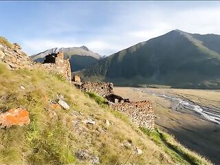 Sporty stud has a quick masturbation after exploring ruins