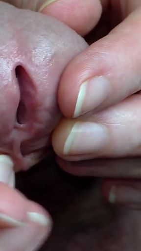 Super Close-up of Glans Edging and Peehole Penetration