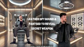 Leather spy bound & pantsed to reveal secret weapon