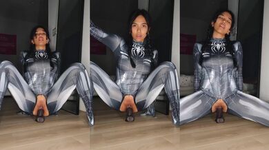Hot Asian Jada Kai Spiderman Cosplay Rider Moaning With Dildo Reverse Cowgirl