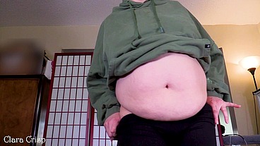 Worship My Soft Jiggly Belly - Squeezing Dropping and Bouncing to Make This Chubby Belly Ripple - Clara Crisp Shows Off Soft Round Belly