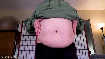 Worship My Soft Jiggly Belly - Squeezing Dropping and Bouncing to Make This Chubby Belly Ripple - Clara Crisp Shows Off Soft Round Belly