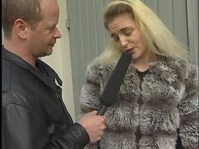German blonde interviewed outdoors