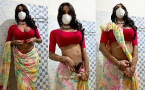 Crossdresser Jerking off in Saree