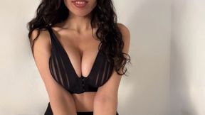 Squeezing my big tits between arms for you