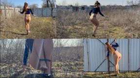 Hopping on one leg with zip tied ankles (custom video)