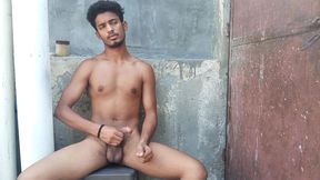 Indian Desi Man Horny Handjob Cum Ejaculation and Masterbating Big Dick on Terrace Alone