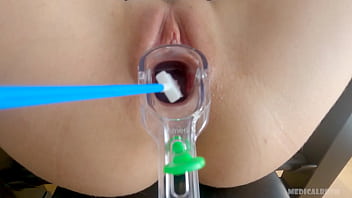 Cervix play cytobrush and creampie