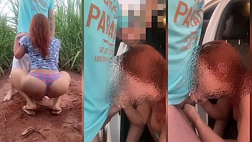 Peão da fazenda arrastou a ruiva casada para o meio do mato e comeu a cavala até gozar