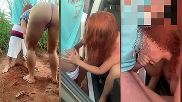 Peão da fazenda arrastou a ruiva casada para o meio do mato e comeu a cavala até gozar