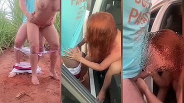 Peão da fazenda arrastou a ruiva casada para o meio do mato e comeu a cavala até gozar