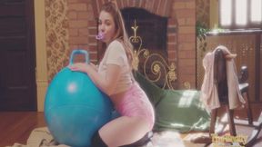 Diaper Girl Plays with her Bouncy Ball