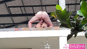 Real Exhibitionist Couple Fucking in Villa Balcony