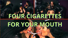 Human Ashtray, Four Leather Goddesses humiliate the bound chattel of the House Of Sinn