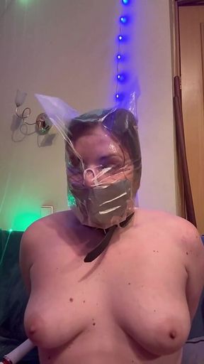 Swimcap, Plastic Bag, Duct Tape and Nose Clamp