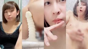 Squirting Anal Masturbation By A Japanese T-girl . Comes With A Bonus Enema Spray