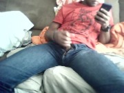 Couch masturbation pt 7 front view feeling good on my dick