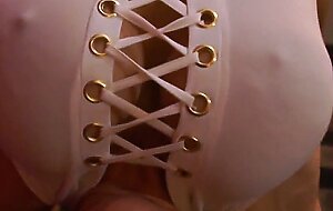 Female bodybuilder shows off flexibility