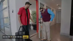 BRAZZERS - Jennifer White Plays A Cucking Game With Her Husband Where He Acts Blind As She Takes Two Big Cocks