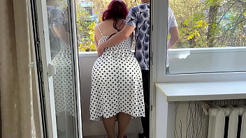 The stepmom was frozen by the strong wind and the stepson came to her aid