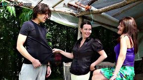 CFNM MILFs deepthroating a lucky stud