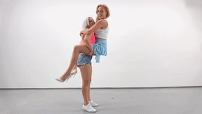 Milf Brittany & Petite Sandra Belle – Sexy Lift & Carry Play with Heels & Sneakers, Size & Strength Contrast (HD quality)
