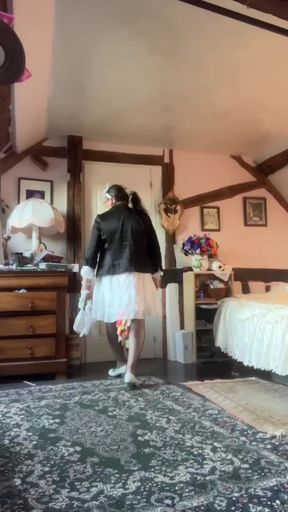 In an outfit with a white dress for an evening out