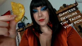 Giantess Devours Tiny Tacos Vore POV - SD - Jane Judge in a Hungry Giant Woman Fantasy with Mouth Fetish, Fast Food Overeating, and a Hungry Femdom who Eats You on Science Friction