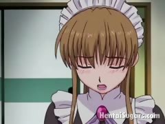 Trashy hentai maid washing and wanking her masters thick