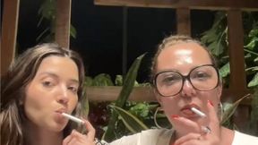 Stepmom and Stepdaughter blowing smoke in your face!