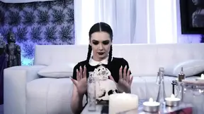 Goth Addams gets her tight pussy pounded hard by a burning angel