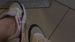 Sweaty gym workout finish and Nikes