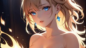 Ember Kiss: a Beautiful Young Woman Lit by a Tiny Flame