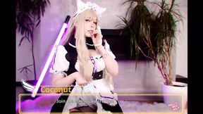 Sexy blonde Mollyredwolf plays with big dick and takes a creampied
