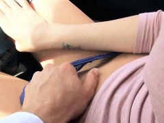 Amateur teen girl Belle Claire cum on ass by stranger dude