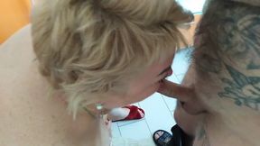 Milf BBW sucks my cock and gets a mouthful of cum 4